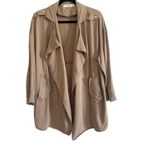 Mango Tan Trench Parka Coat with Draped Collar